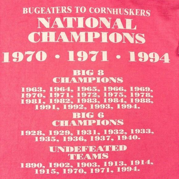 Vintage 90s Nebraska Bugeaters Cornhuskers Long Sleeve Shirt XXL Red Football - Picture 10 of 10